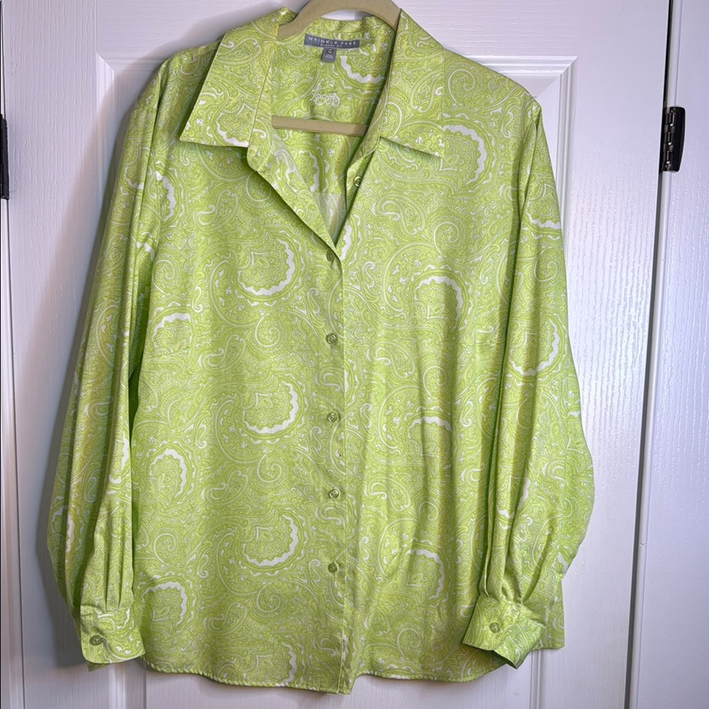 Green Paisley Button-Up Shirt